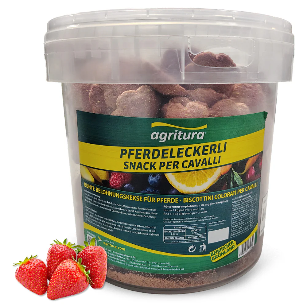 Agritura Biscotti per Cavalli Fragola - Snack Naturali Croccanti 3,3L