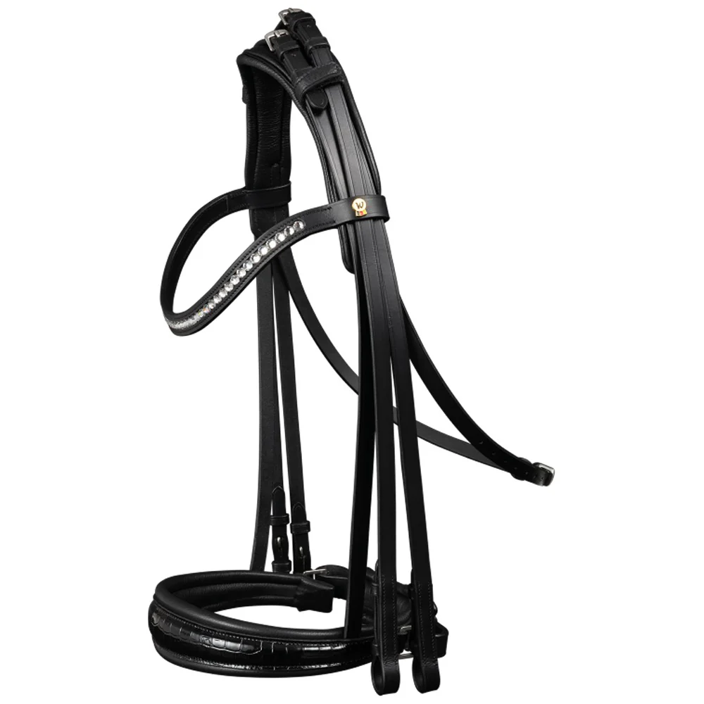 Briglia Waldhausen S-Line Kandare Magic con cristalli - Nero