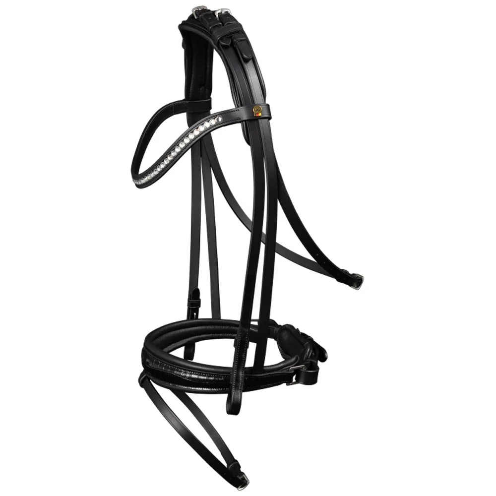 Briglia Waldhausen S-Line Magic con frontalino cristalli - Nero