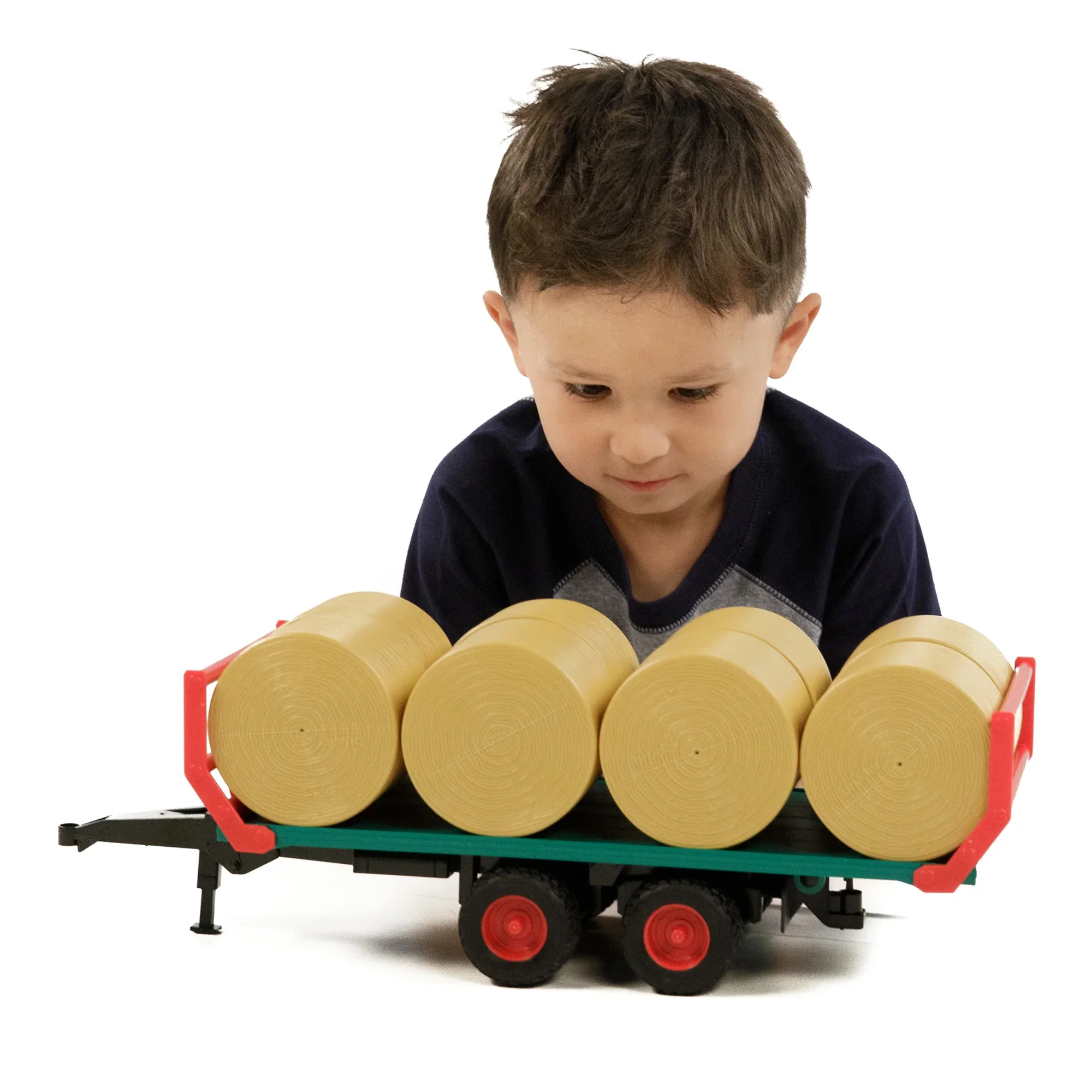 Bruder Rimorchio Trasporto Rotoballe con 8 Balles Giocattolo - Image 6