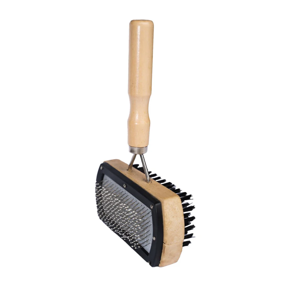 Cardatore con Setole Metalliche e Coperchio Protettivo Legno per cani - Image 2