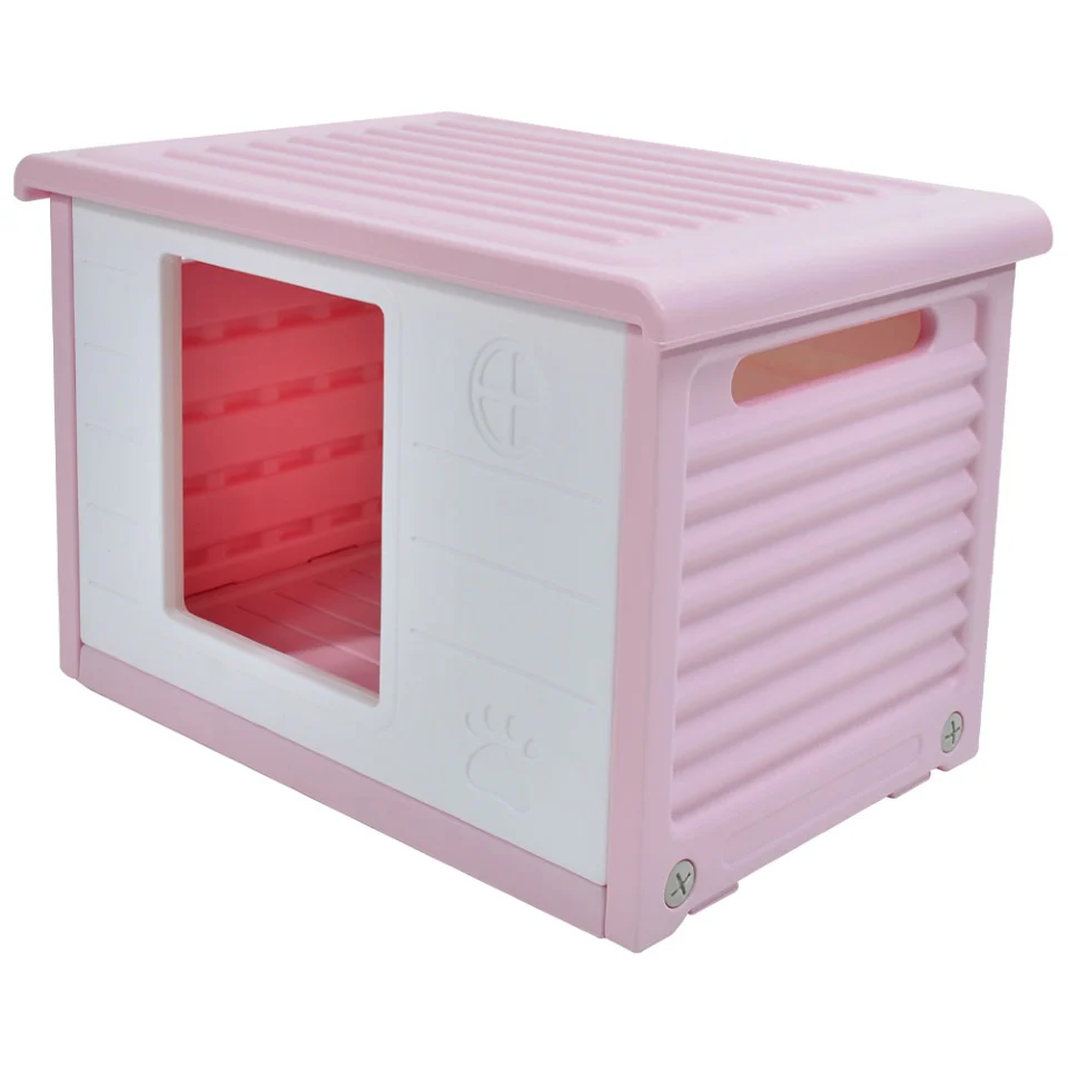 Casetta per Cani e Gatti Mod. Comfort Rosa in Plastica Resistente per Interno ed Esterno