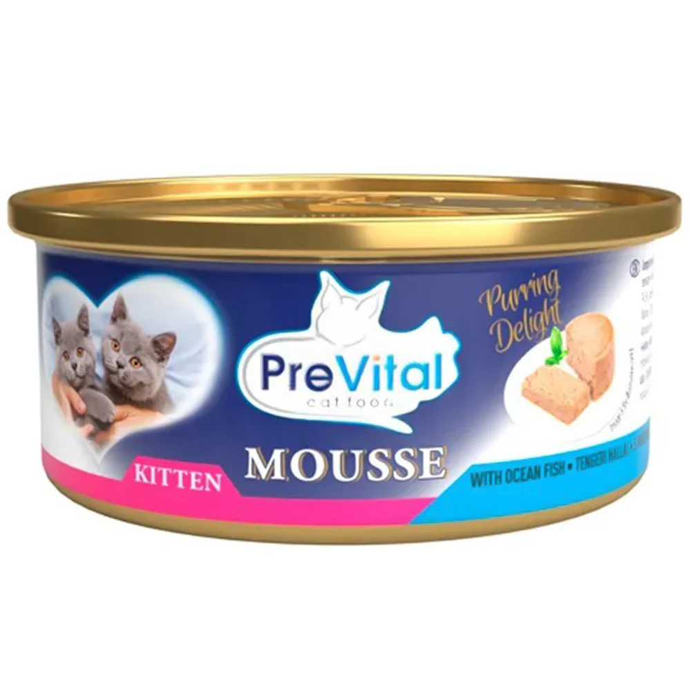 Cibo per Gatti PreVital Mousse Kitten Vitello e Pesce Oceanico 85g - Image 2