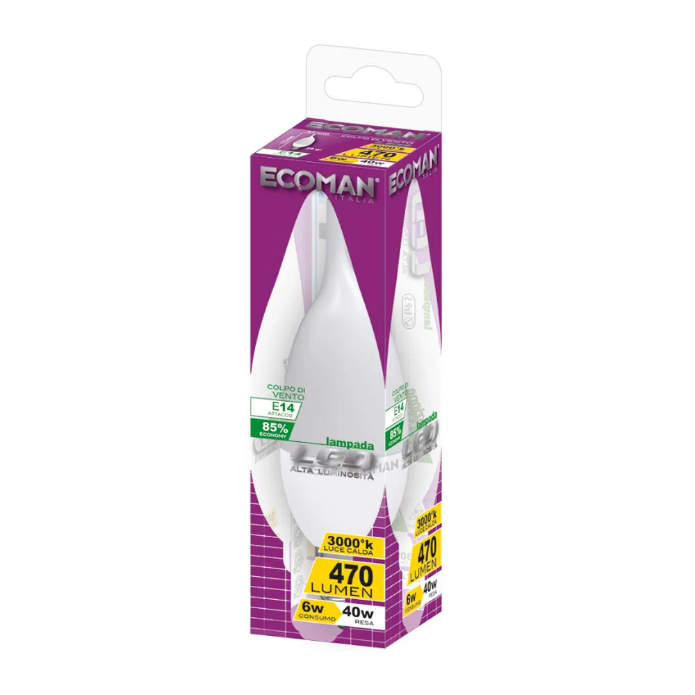 Ecoman 0015 Led Colpo Di Vento 6W E14 Luce Calda - Image 3