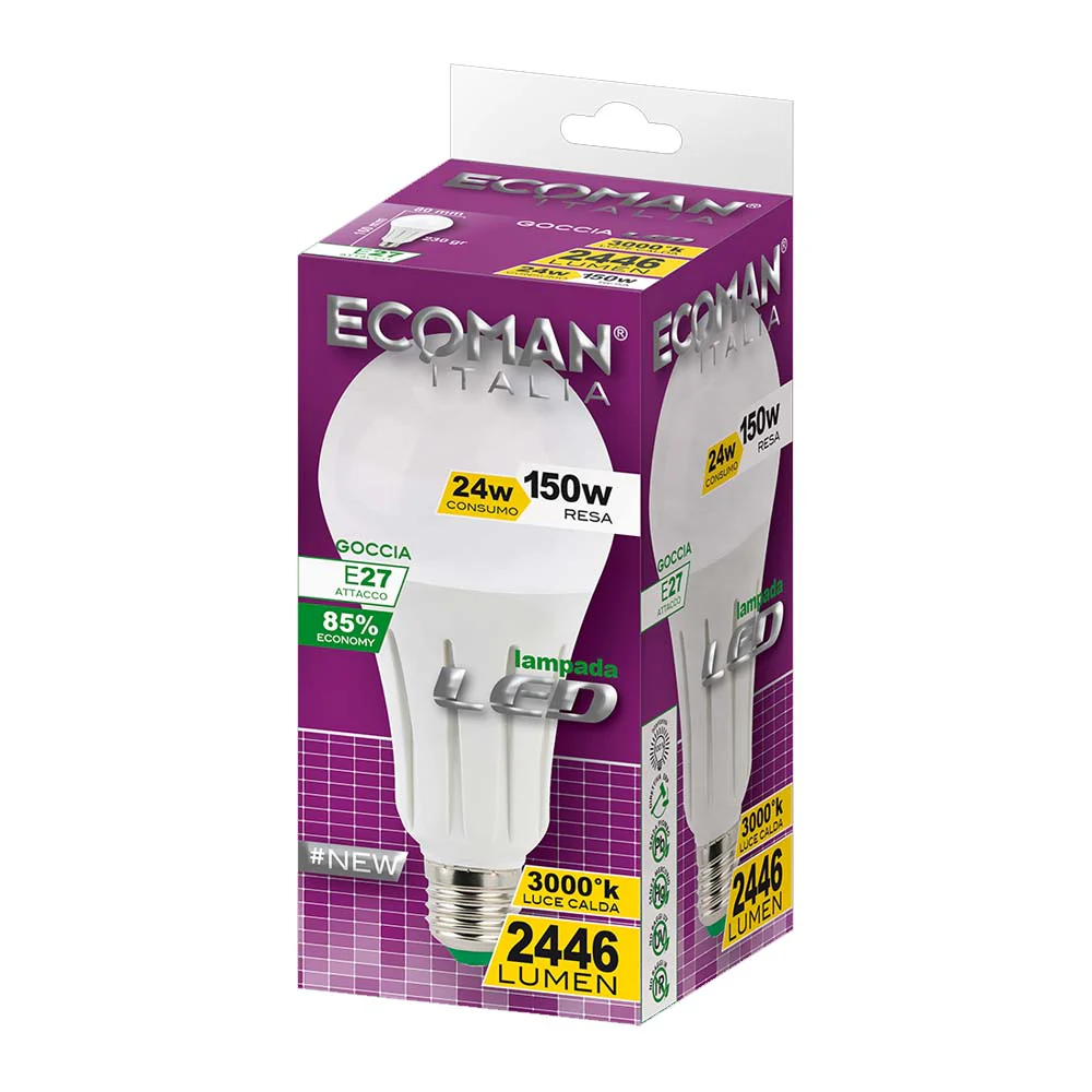 Ecoman Led Goccia 24W 3000K E27 - Image 3