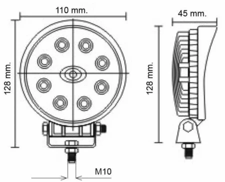 Faro da lavoro LED rotondo 24W 8 LED 10-30V - Image 3