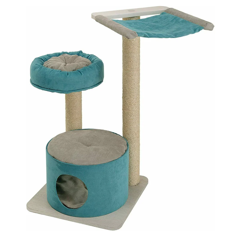 JAGO Tiragraffi per gatti con cuccia, amaca e ripiano - Image 2