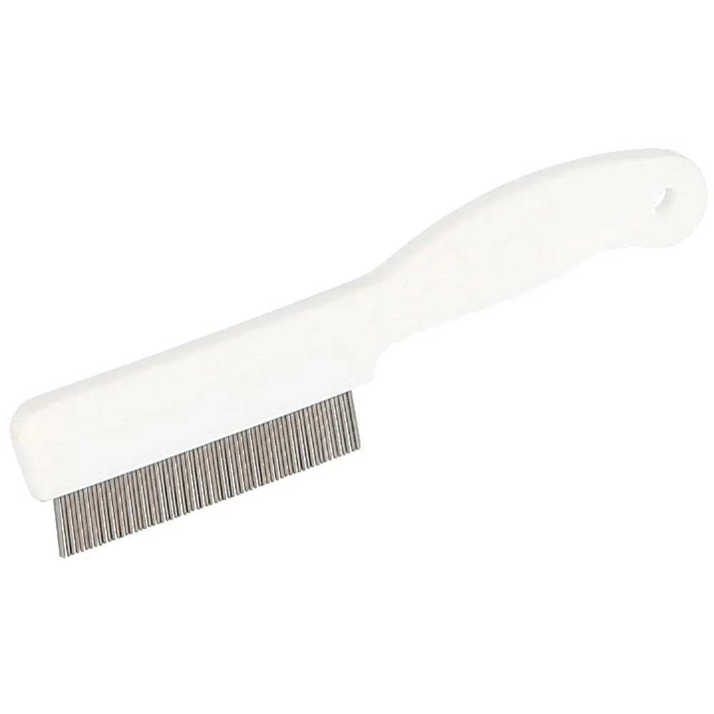 Pettine atipulci per cani manico in plastica bianco 13cm