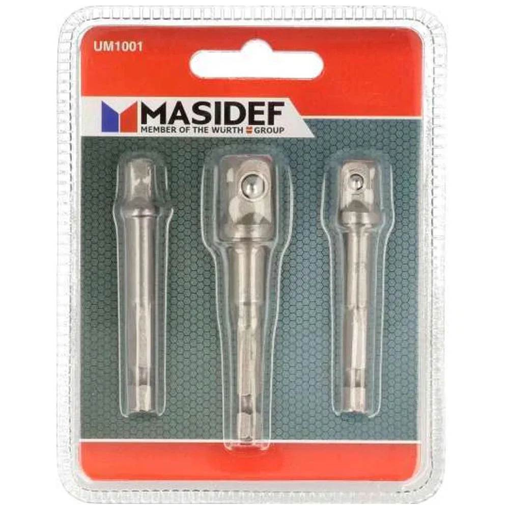 Set Adattatori 50mm con Attacco 1/4" per 1/4", 3/8", 1/2" – 3 Pezzi