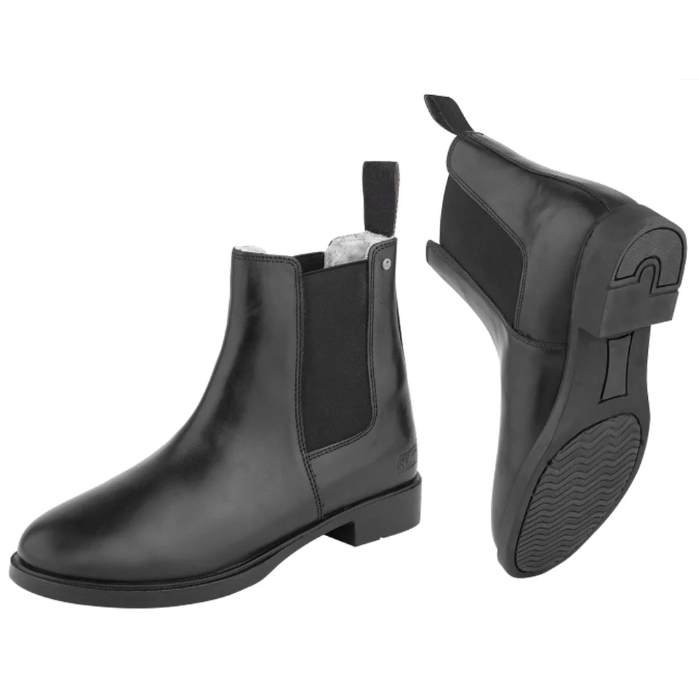 Stivaletti Jodhpur Invernali Pelle Eleganti Caldi Antiscivolo - Nero