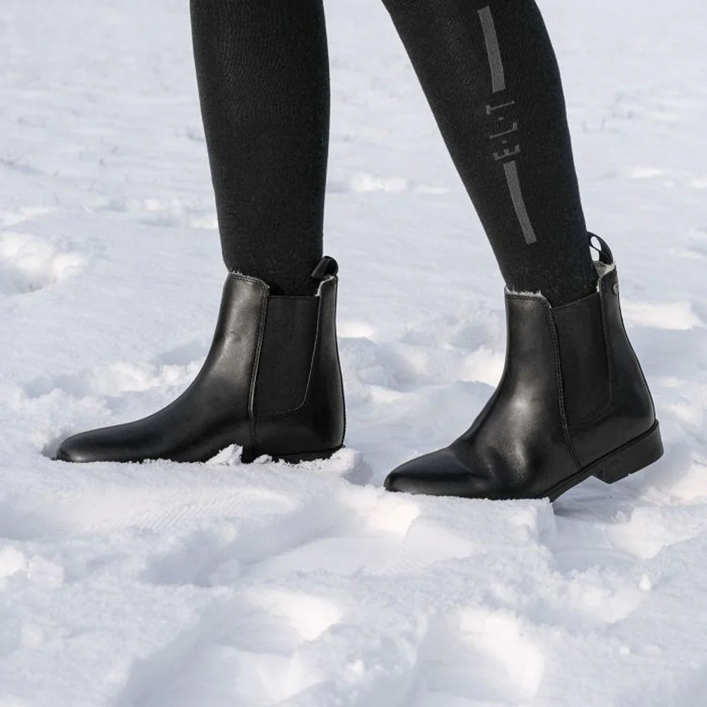 Stivaletti Jodhpur Invernali Pelle Eleganti Caldi Antiscivolo - Nero - Image 3