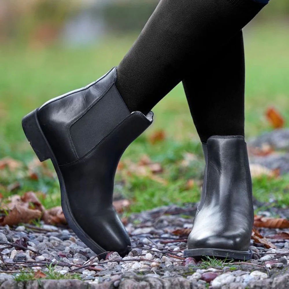 Stivaletti Jodhpur Invernali Pelle Eleganti Caldi Antiscivolo - Nero - Image 4