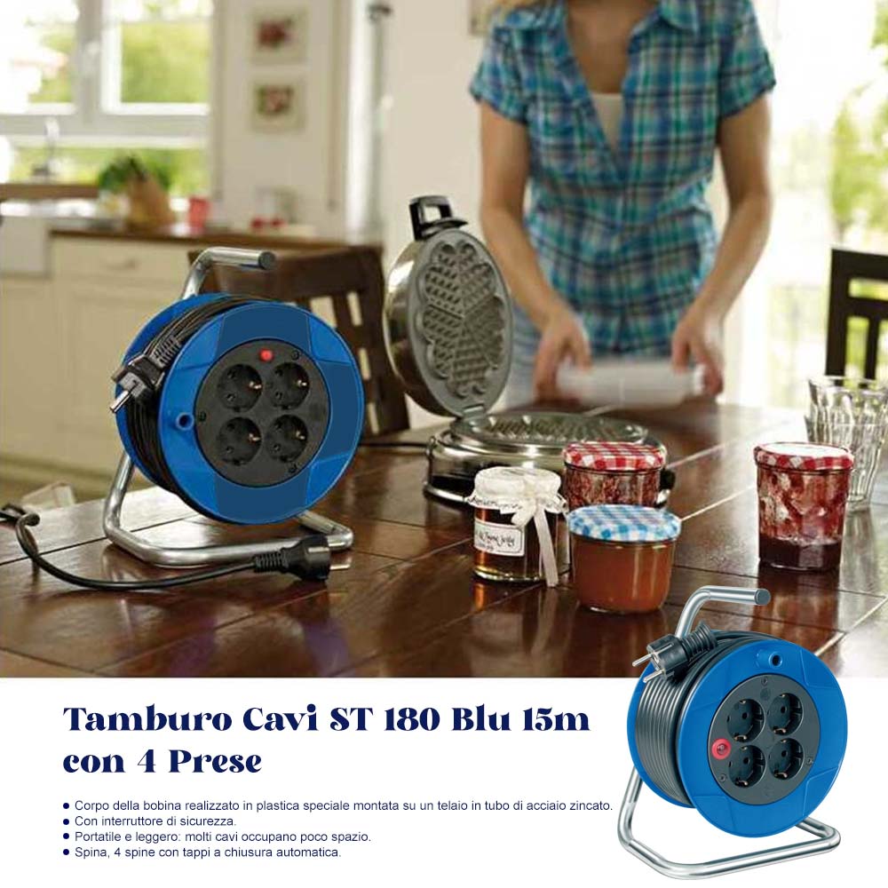 Tamburo Cavi ST 180 Blu 15m con 4 Prese - Image 10
