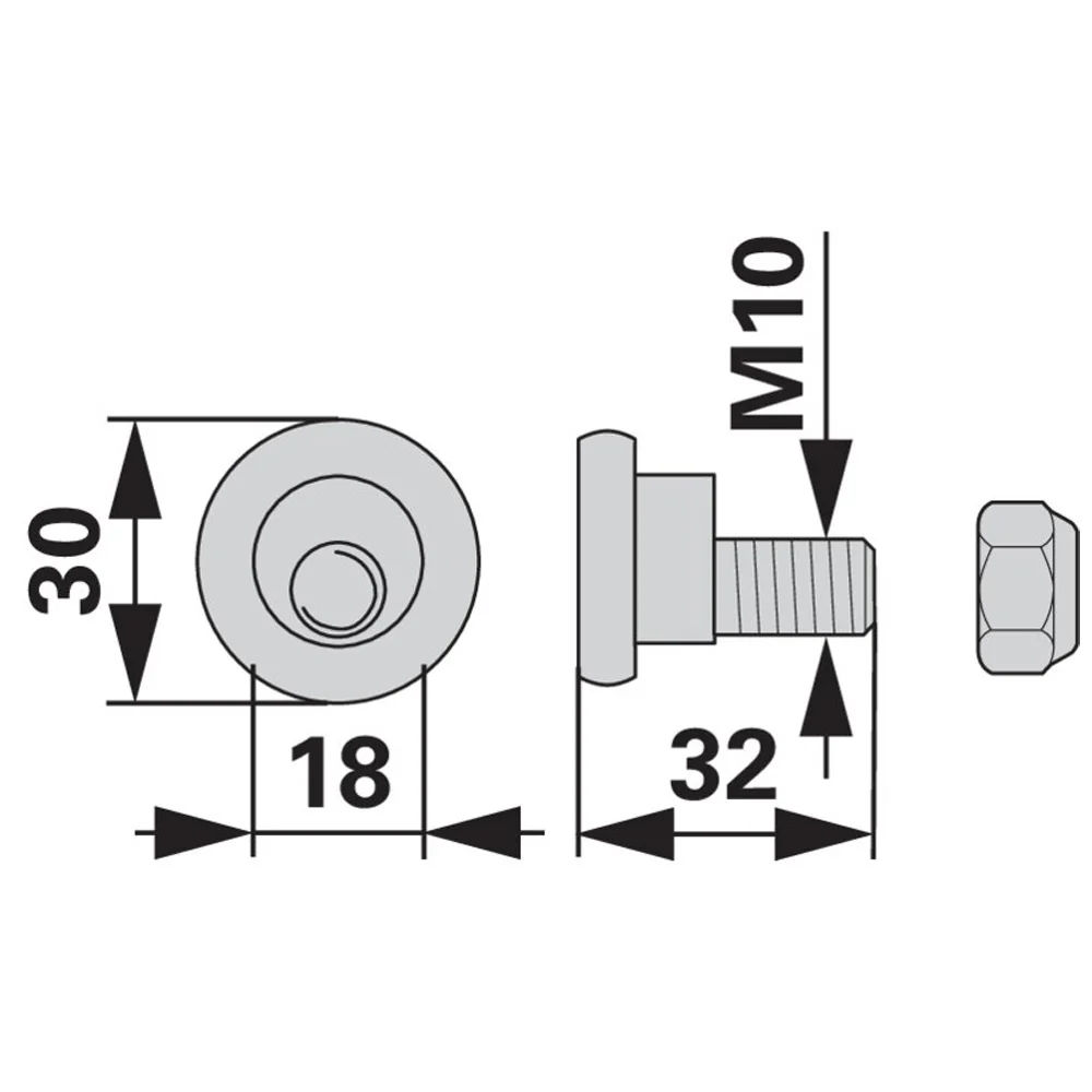 Vite M10 con Dado per Supporto Lama - Image 2